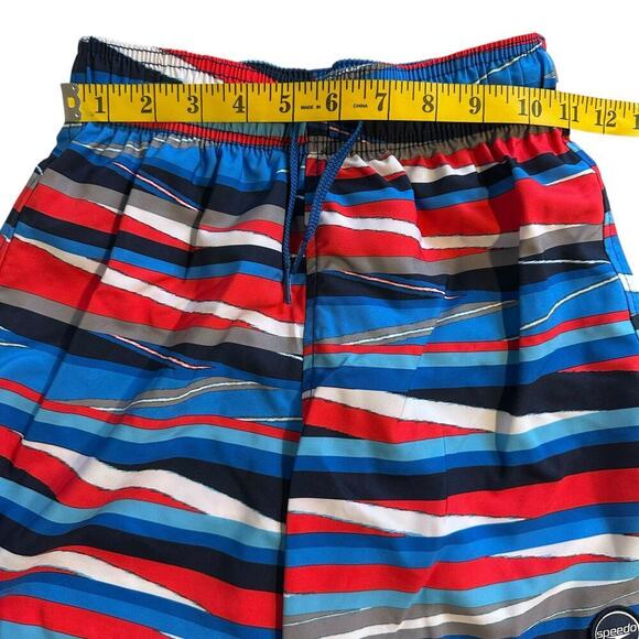 NWOT Speedo Stripe Lane Bondi Swim Shorts Blue Red Boys Medium - Picture 4 of 6